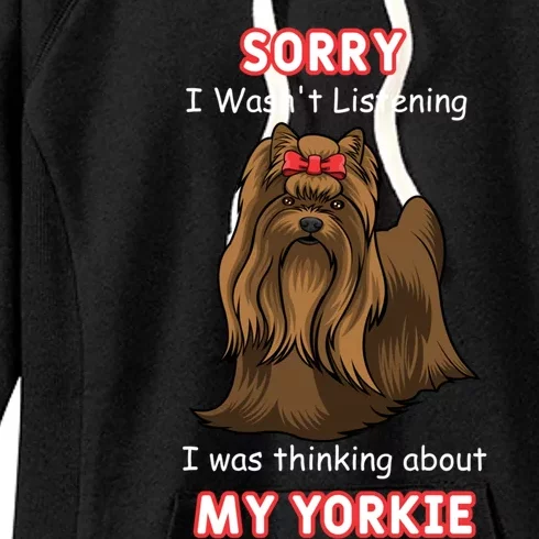 Thinking About My Yorkie Terrier Cute Gift Women's Fleece Hoodie