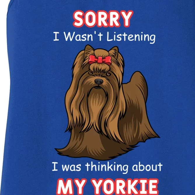 Thinking About My Yorkie Terrier Cute Gift Women's Racerback Tank