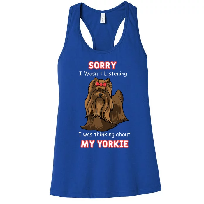 Thinking About My Yorkie Terrier Cute Gift Women's Racerback Tank