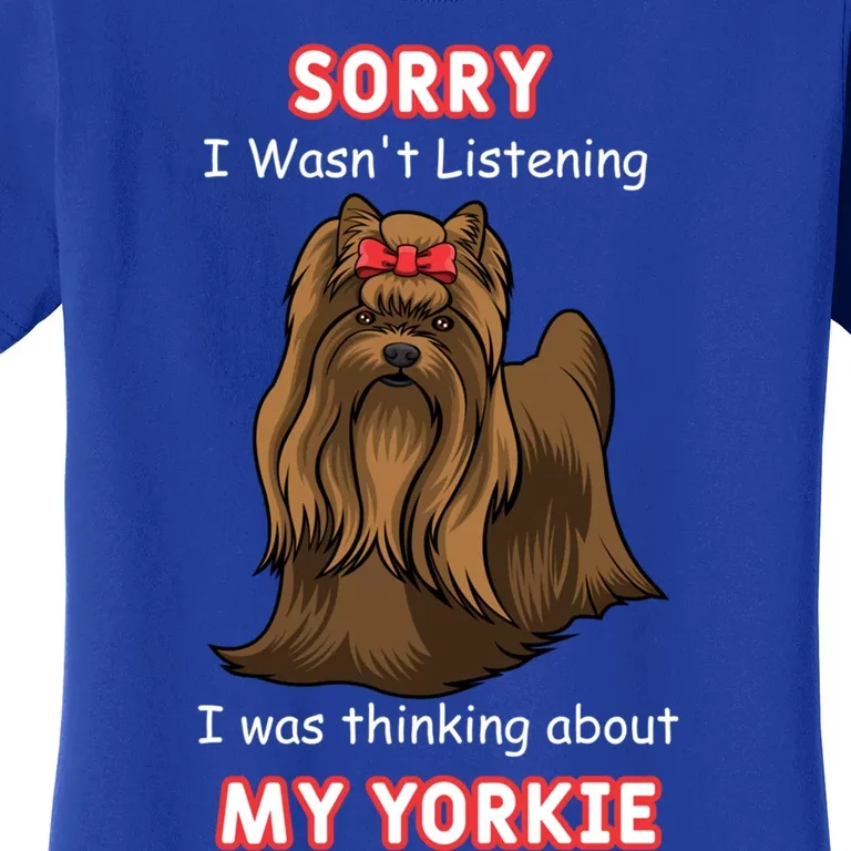 Thinking About My Yorkie Terrier Cute Gift Women's T-Shirt