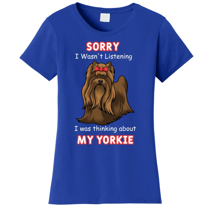 Thinking About My Yorkie Terrier Cute Gift Women's T-Shirt