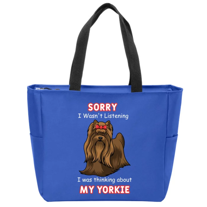 Thinking About My Yorkie Terrier Cute Gift Zip Tote Bag