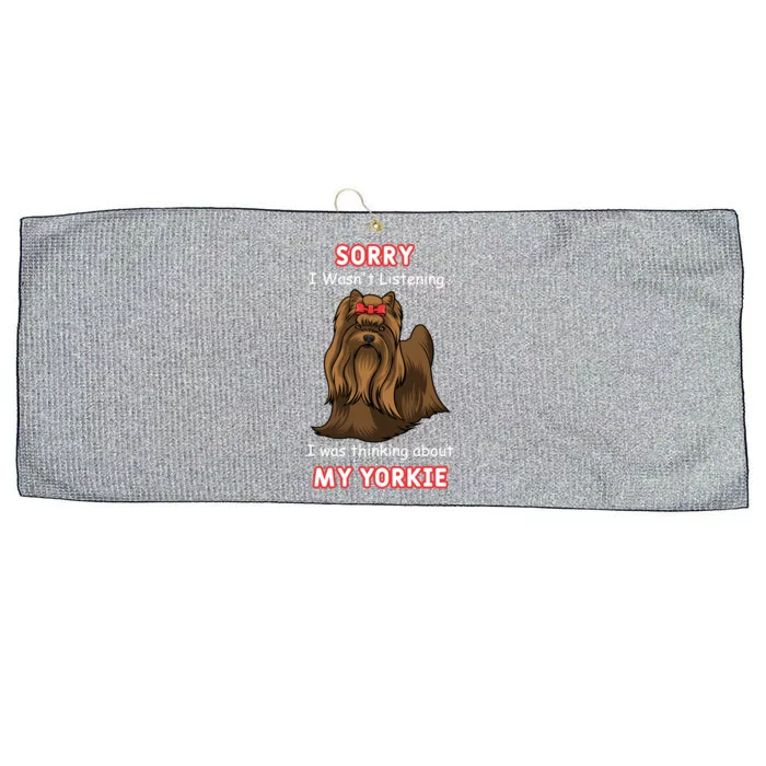 Thinking About My Yorkie Terrier Cute Gift Large Microfiber Waffle Golf Towel