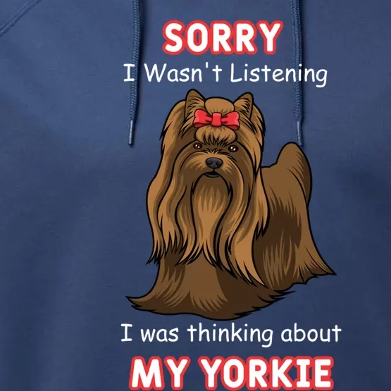 Thinking About My Yorkie Terrier Cute Gift Performance Fleece Hoodie