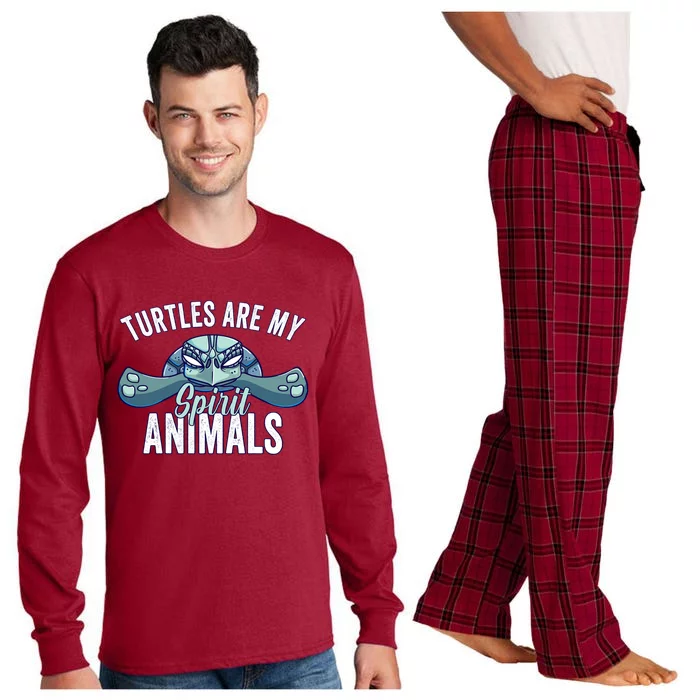 Turtle Are My Spirit Animals Gift For Turtle Lover Long Sleeve Pajama Set