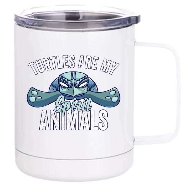 Turtle Are My Spirit Animals Gift For Turtle Lover Front & Back 12oz Stainless Steel Tumbler Cup