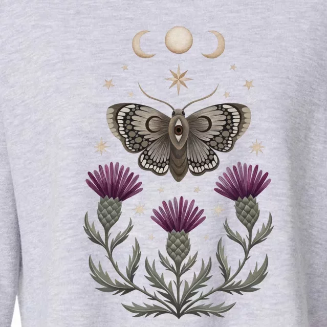 Thistle And Moth Cropped Pullover Crew