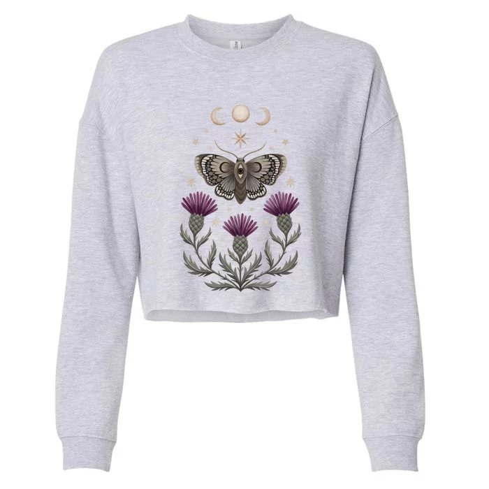 Thistle And Moth Cropped Pullover Crew