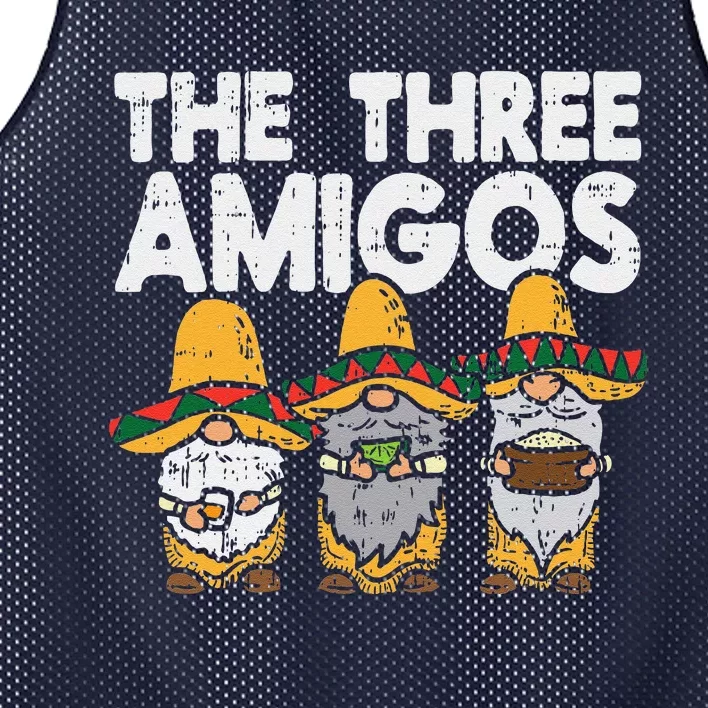 Three Amigos Mexican Gnomes Cute Cinco De Mayo Fiesta Garden Mesh Reversible Basketball Jersey Tank