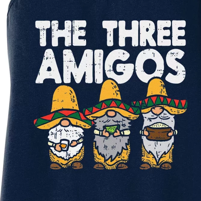 Three Amigos Mexican Gnomes Cute Cinco De Mayo Fiesta Garden Women's Racerback Tank