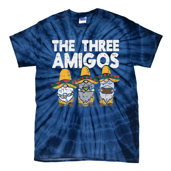 Three Amigos Mexican Gnomes Cute Cinco De Mayo Fiesta Garden Tie-Dye T-Shirt