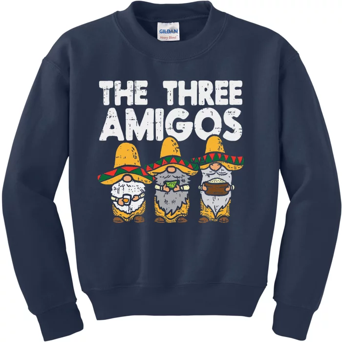 Three Amigos Mexican Gnomes Cute Cinco De Mayo Fiesta Garden Kids Sweatshirt