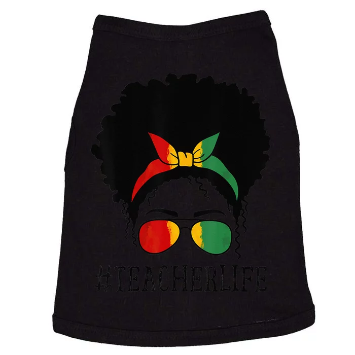 Teacher African  Messy Bun Black History Month Culture Doggie Tank