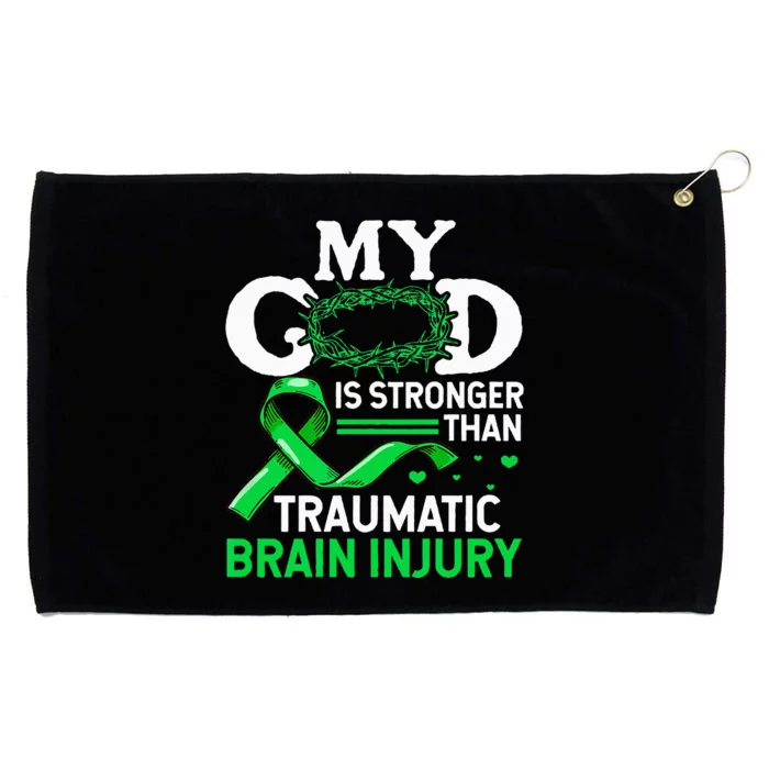 TBI Awareness My God Is Stronger Than Traumatic Brain Injury Grommeted Golf Towel