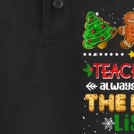 Teachers Always Make The Nice List Teacher Christmas Xmas Dry Zone Grid Performance Polo