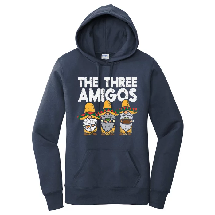 Three Amigos Mexican Gnomes Cute Cinco De Mayo Fiesta Garden Women's Pullover Hoodie