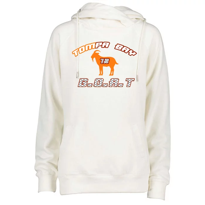 Tamp Bay Football GOAT Brady 18 Womens Funnel Neck Pullover Hood