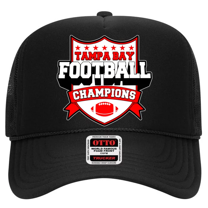 Tampa Bay Football Champions Sports Fan High Crown Mesh Trucker Hat