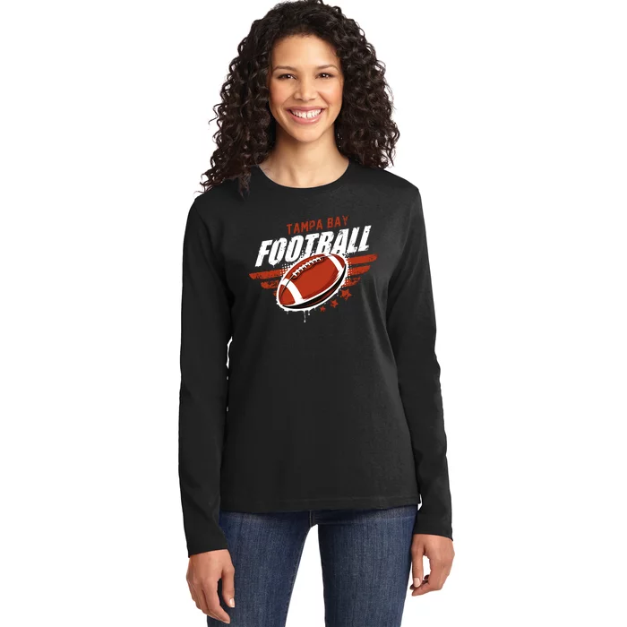 Tampa Bay Football Distress Ladies Long Sleeve Shirt