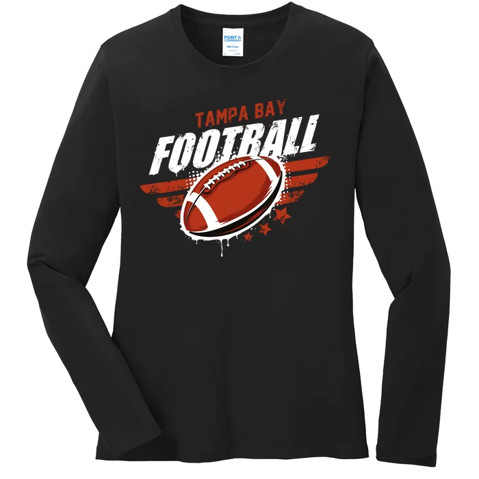 Tampa Bay Football Distress Ladies Long Sleeve Shirt