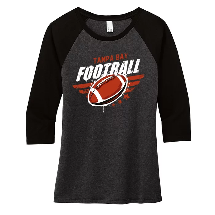 Tampa Bay Football Distress Women's Tri-Blend 3/4-Sleeve Raglan Shirt