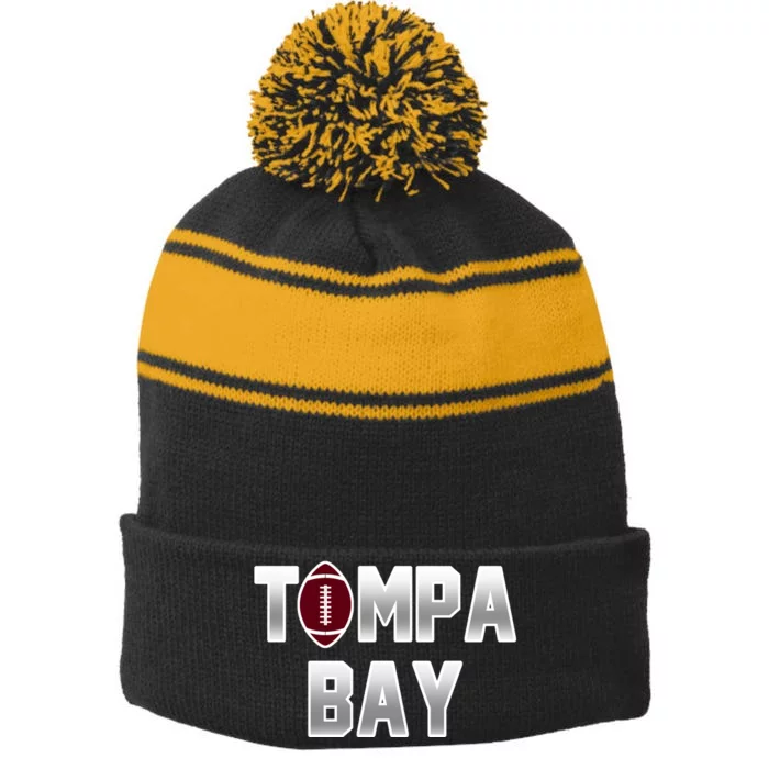 Tampa Bay Football For The Win Stripe Pom Pom Beanie