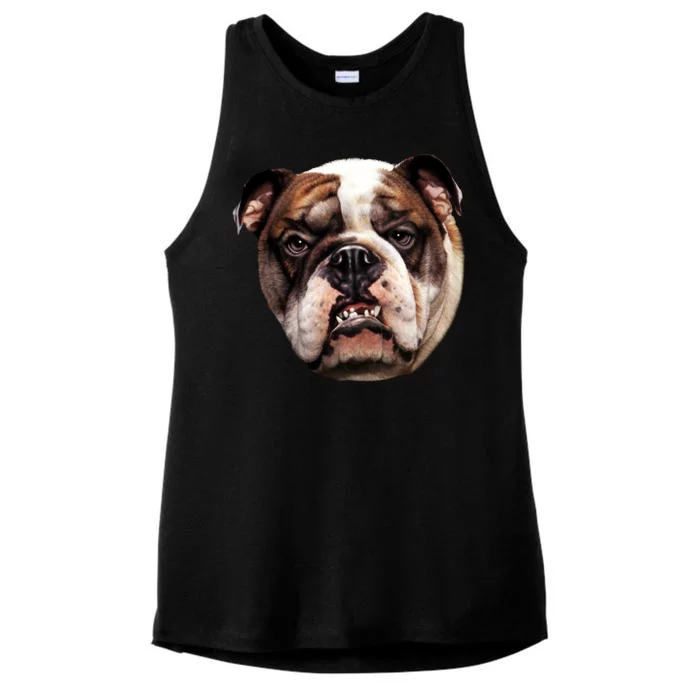 Tan Bulldog Ladies Tri-Blend Wicking Tank