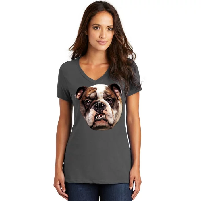 Tan Bulldog Women's V-Neck T-Shirt