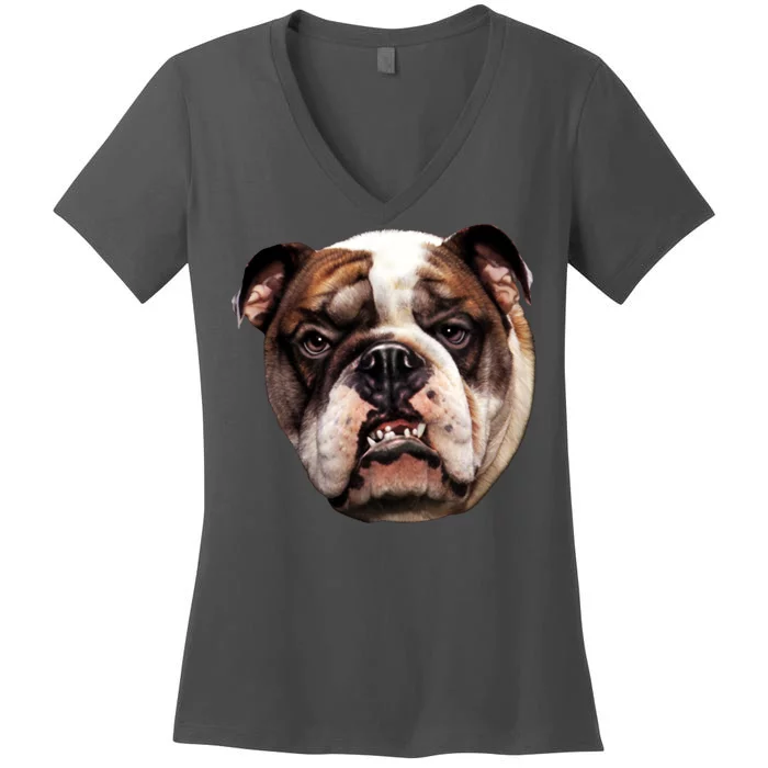 Tan Bulldog Women's V-Neck T-Shirt