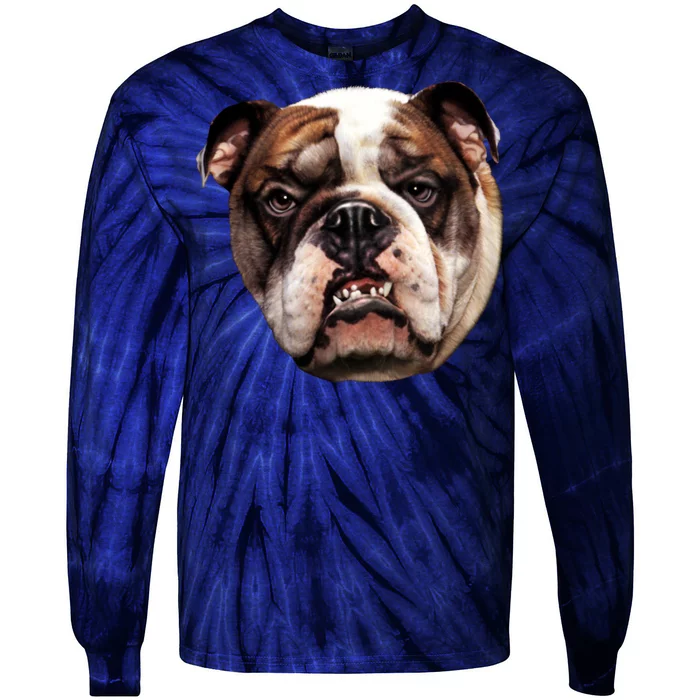 Tan Bulldog Tie-Dye Long Sleeve Shirt