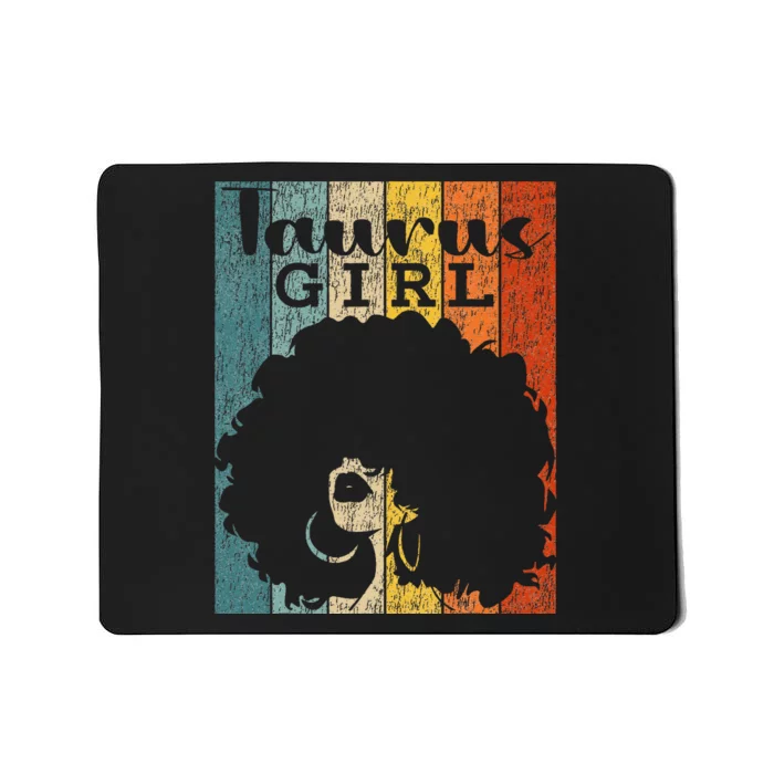 Taurus Afro Natural Hair Diva Black Woman Zodiac Mousepad