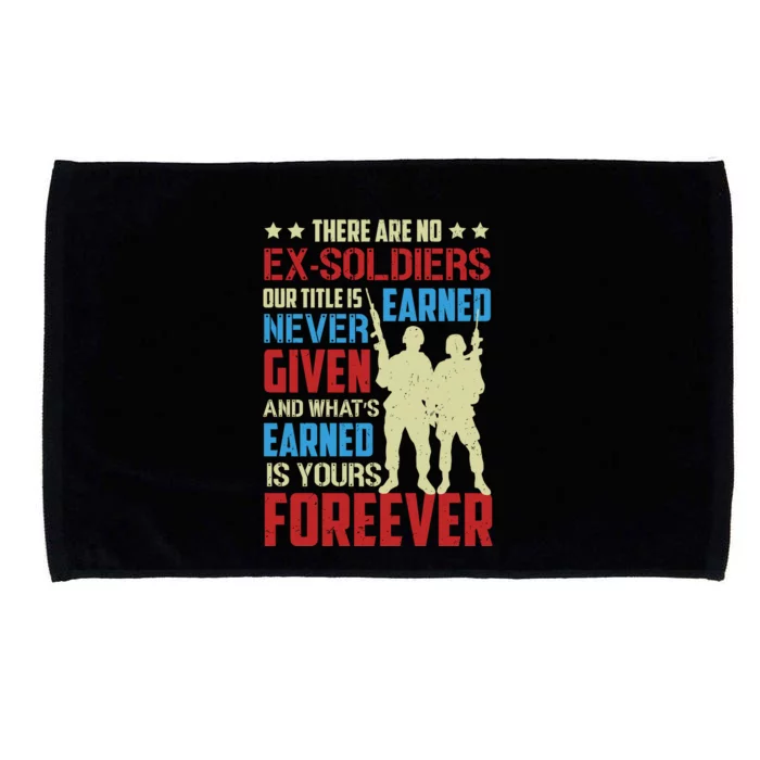 There Are No ExSoldiers Authentic Veteran US Veteran Motivational Slogan Microfiber Hand Towel