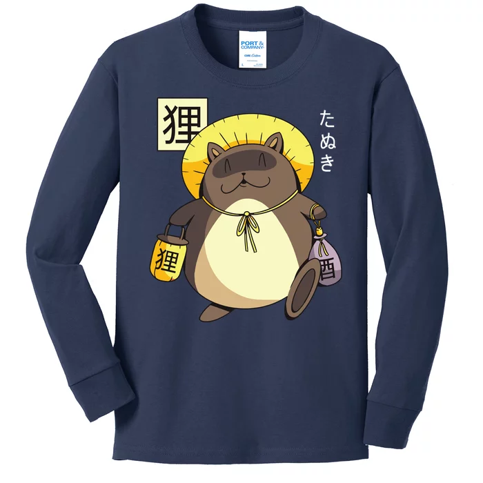 Tanuki Yokai Kids Long Sleeve Shirt