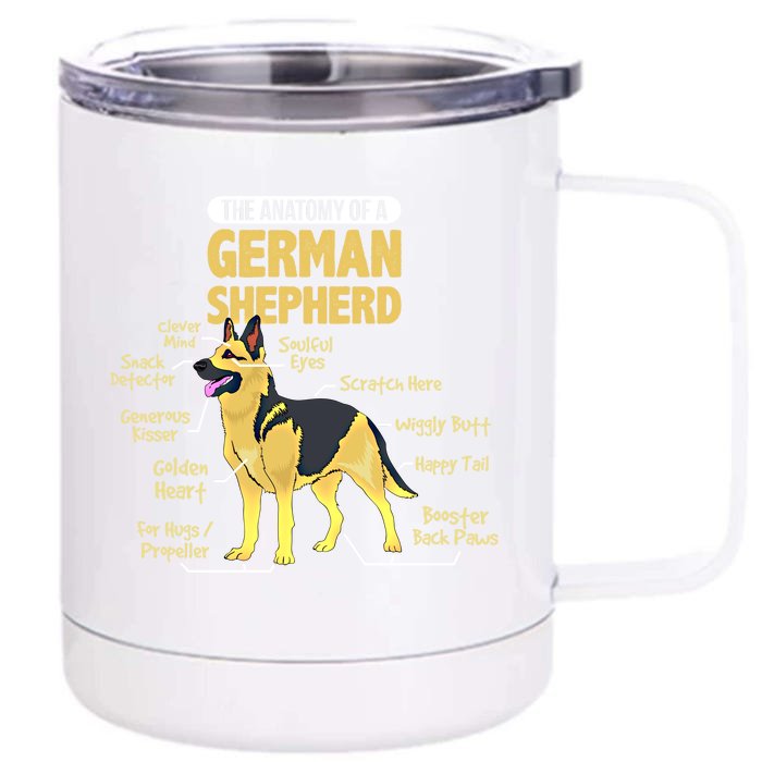 The Anatomy Of A Ger Shepherd Gift Front & Back 12oz Stainless Steel Tumbler Cup