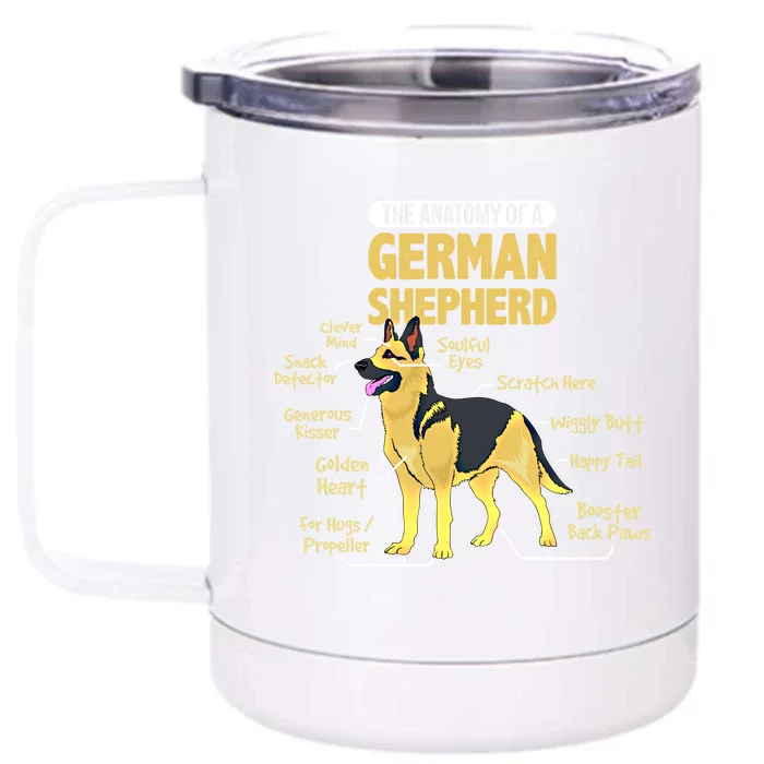 The Anatomy Of A Ger Shepherd Gift Front & Back 12oz Stainless Steel Tumbler Cup