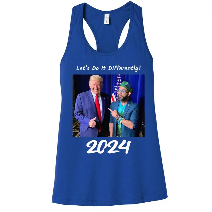 Trump And Otaola 2024 Lets Do It Differently American Flag Women's Racerback Tank