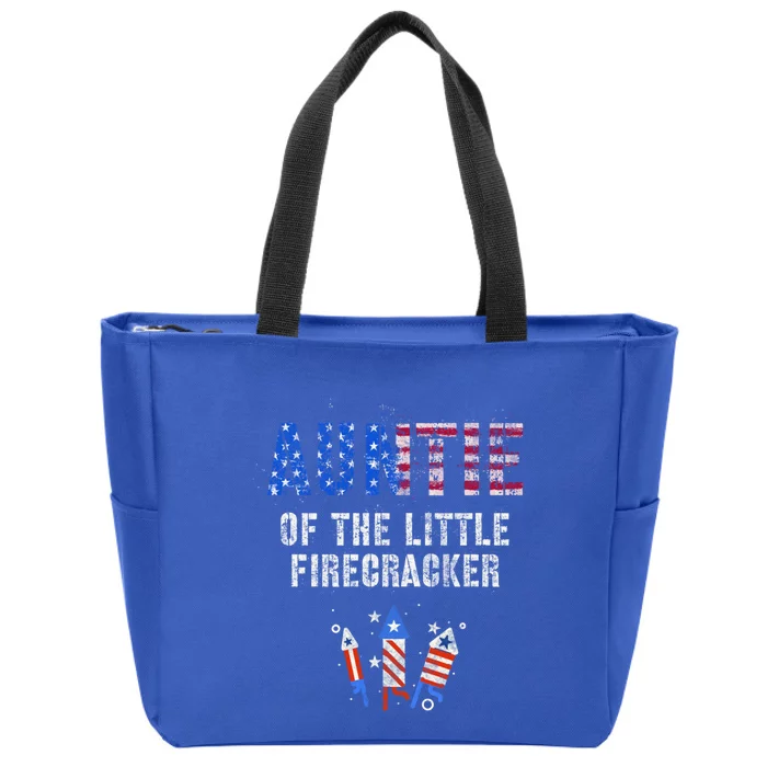 The Auntie Of The Little Firecracker 4th Of July Expecting Funny Gift Zip Tote Bag