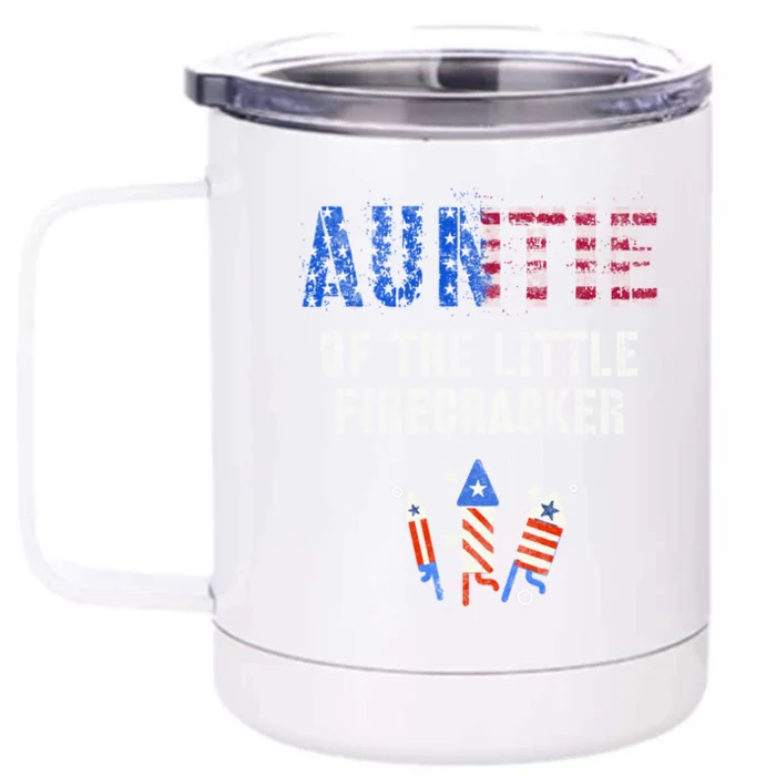 The Auntie Of The Little Firecracker 4th Of July Expecting Funny Gift Front & Back 12oz Stainless Steel Tumbler Cup