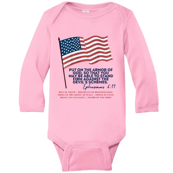 Trump Armour Of God Ephesians 611 Baby Long Sleeve Bodysuit