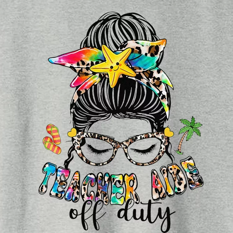 Teacher Aide Off Duty Messy Bun Last Day Of School Women's Crop Top Tee