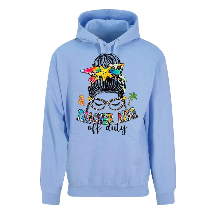 Teacher Aide Off Duty Messy Bun Last Day Of School Unisex Surf Hoodie