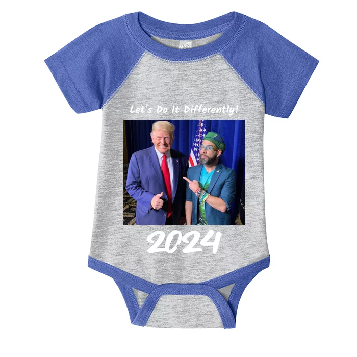 Trump And Otaola 2024 Lets Do It Differently American Flag Gift Infant Baby Jersey Bodysuit