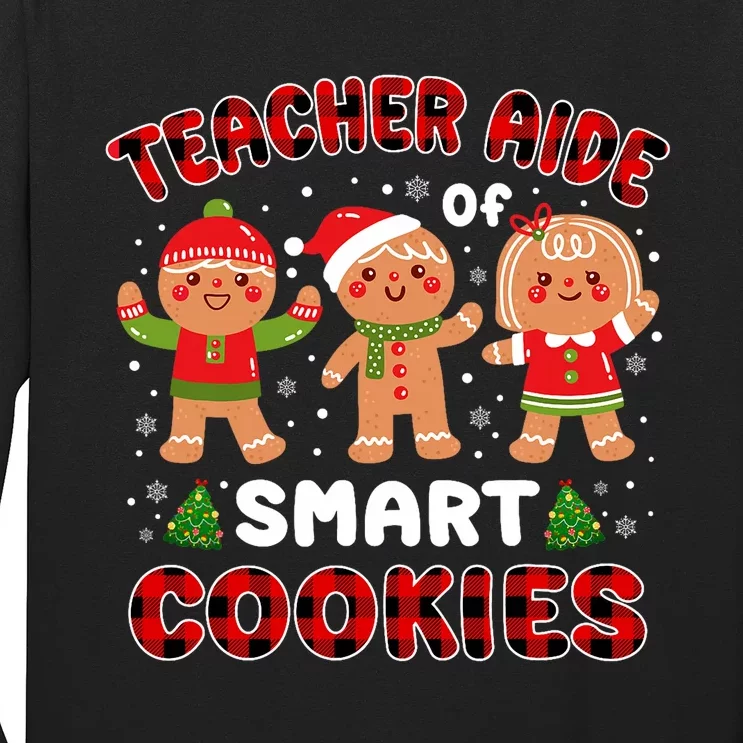 Teacher Aide Of Smart Cookies Buffalo Plaid Funny Christmas Long Sleeve Shirt