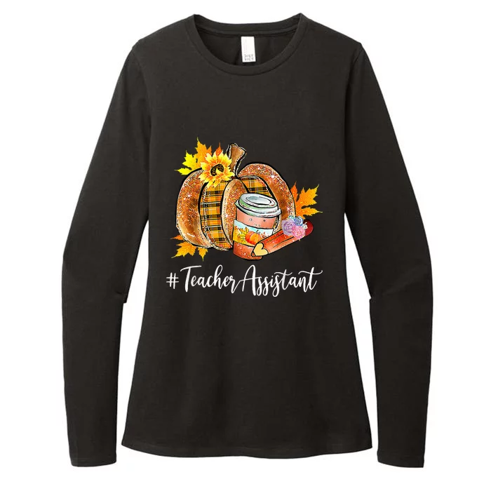 Teacher Assistant Pumpkin Latte Fall Autumn Thanksgiving Womens CVC Long Sleeve Shirt