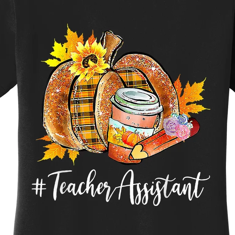 Teacher Assistant Pumpkin Latte Fall Autumn Thanksgiving Women's T-Shirt