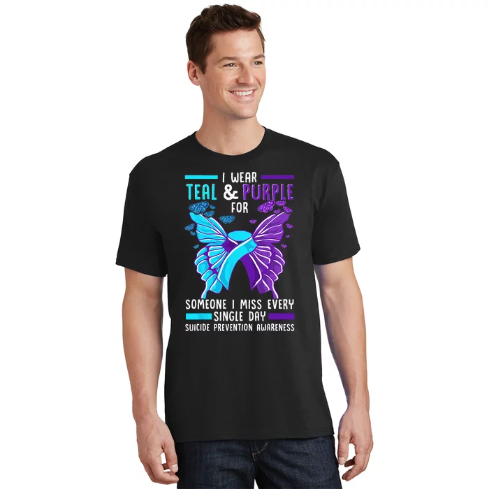 Teal And Purple Ribbon Suicide Prevention Awareness T-Shirt