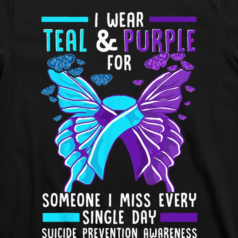 Teal And Purple Ribbon Suicide Prevention Awareness T-Shirt