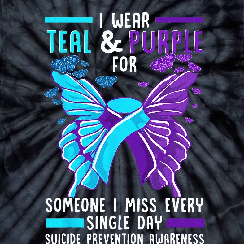 Teal And Purple Ribbon Suicide Prevention Awareness Tie-Dye T-Shirt