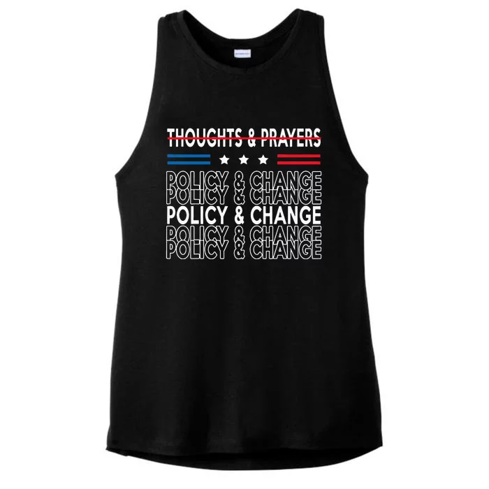 thoughts and prayers policy and change Ladies Tri-Blend Wicking Tank