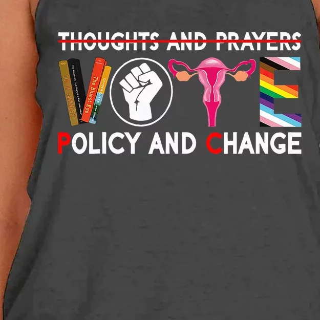 Thoughts And Prayers Vote Policy And Change Equality Rights Women's Knotted Racerback Tank